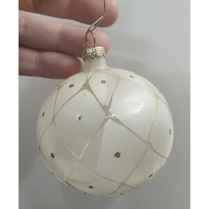 Vintage Rauch Mercury Glass Christmas Ornament Set Gold Glitter Diamond Dots B9